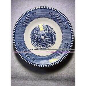 Currier & Ives Blue and White Ceramic Bread Plate, 6 in Decorative Village